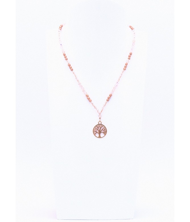 Perlano Glasperlenkette Rosegold Halskette mit Lebensbaum