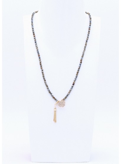 Perlano Glasperlenkette Kleeblatt Strass Gold