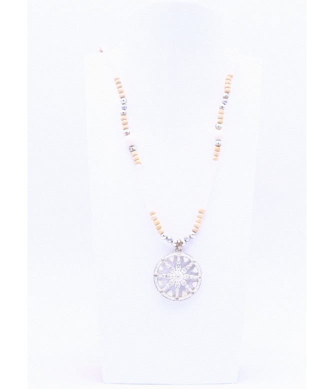 Perlenkette Karma Rad Perlmutt Silber