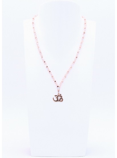 Perlano Glasperlenkette Om Anhänger Rosegold Glitzer