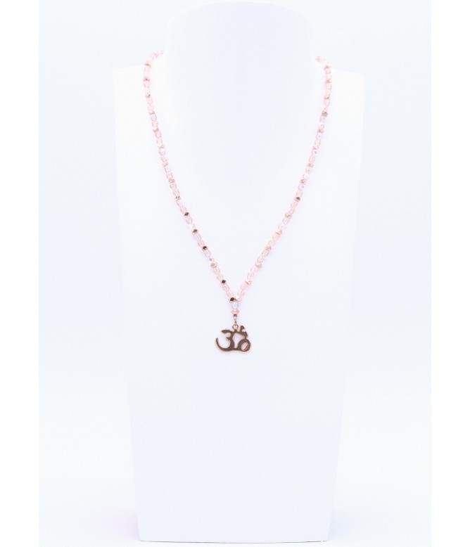 Perlano Glasperlenkette Om Anhänger Rosegold Glitzer