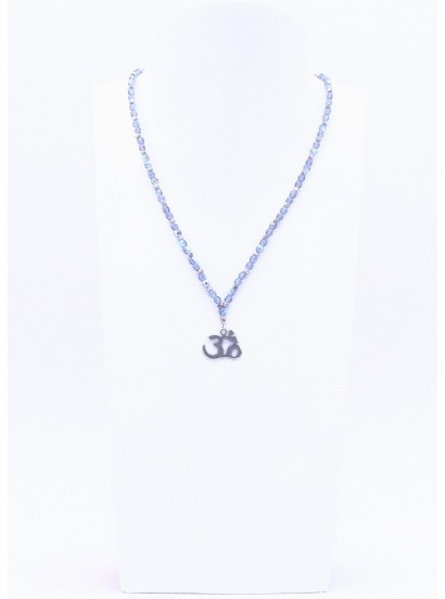 Perlano Glasperlenkette Om Anhänger Silber Glitzer