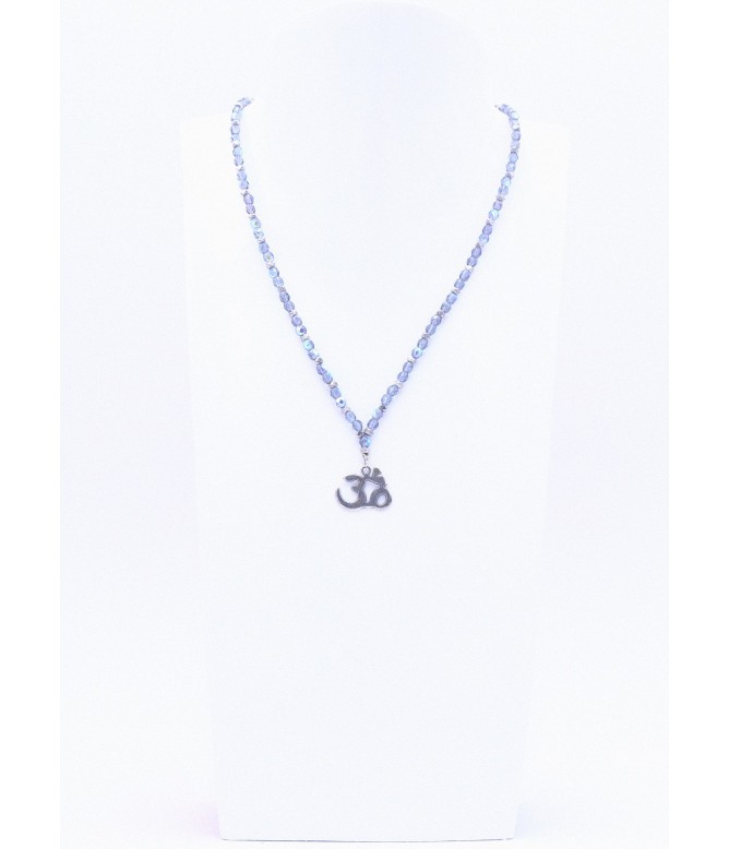 Perlano Glasperlenkette Om Anhänger Silber Glitzer