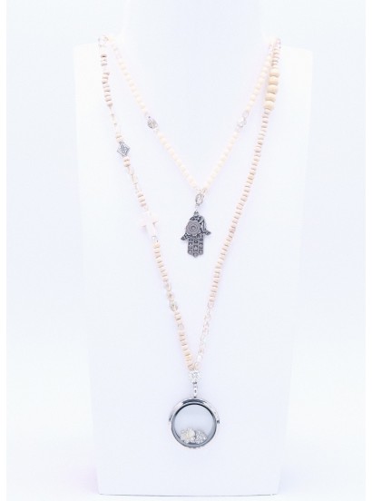 Perlano Halsketten Anhänger Damen Herren Floating Hamsa Hand Creme