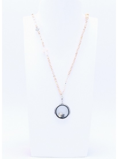 Halskette Floating Charms Perlenkette Creme