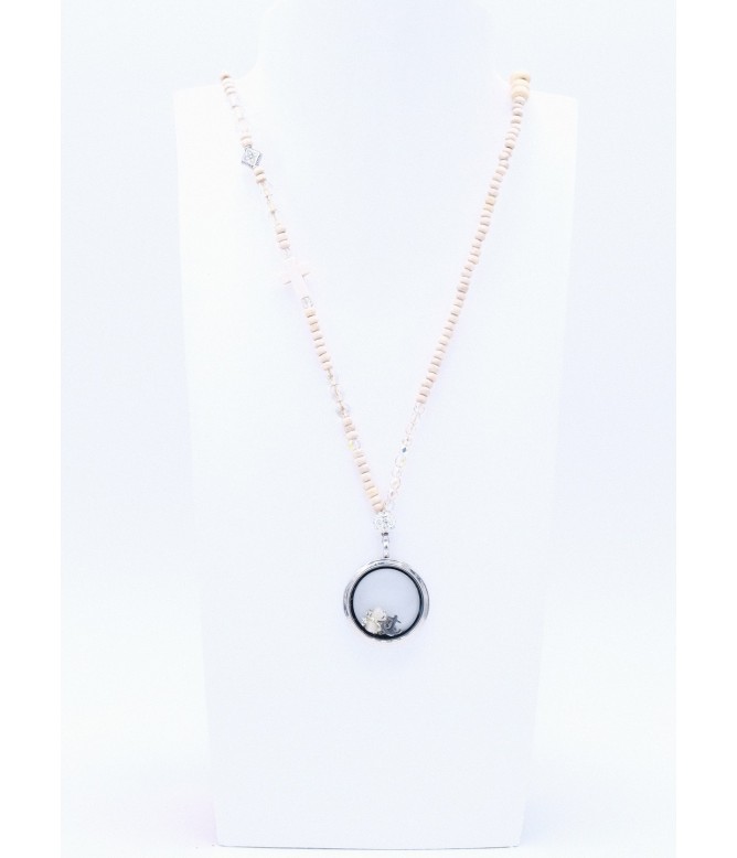 Halskette Floating Charms Perlenkette Creme