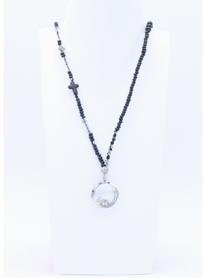 Halskette Floating Charms Perlenkette Schwarz