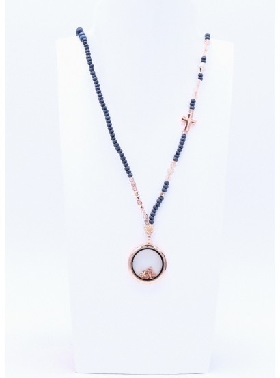 Perlenkette Floating Charms Dunkelblau