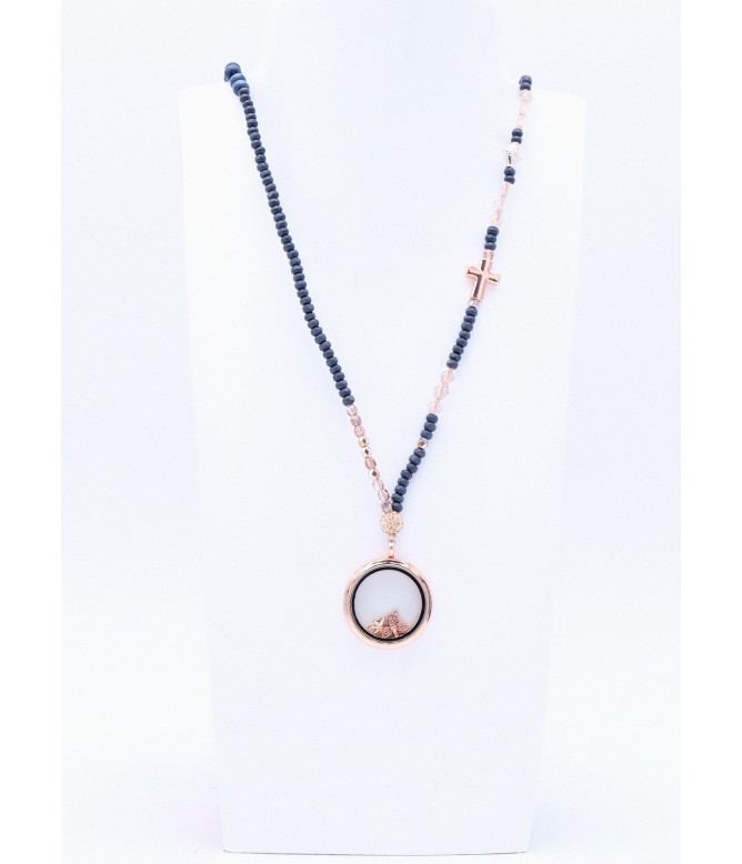 Perlenkette Floating Charms Dunkelblau