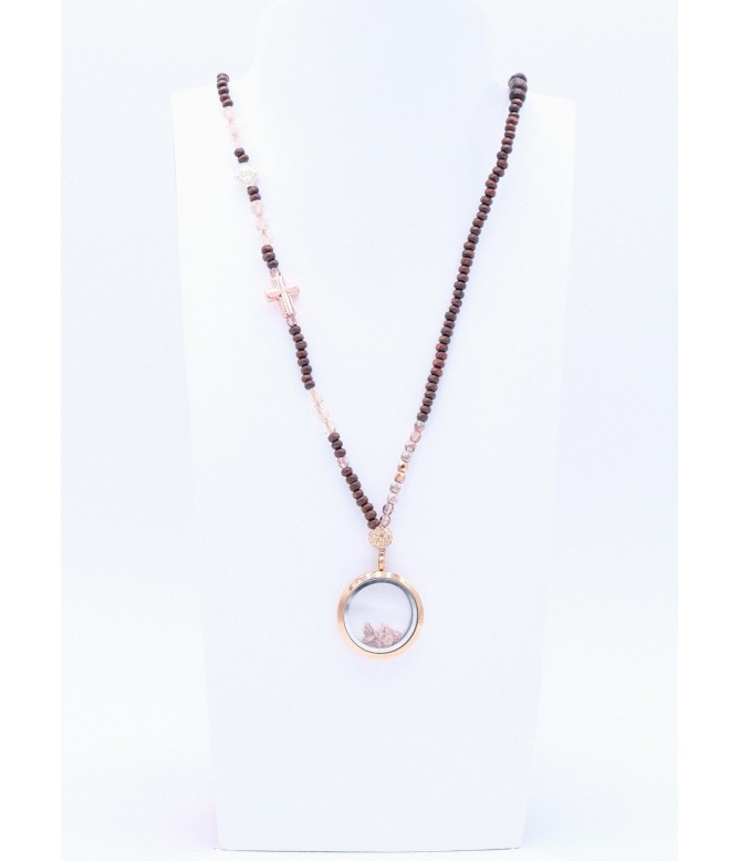 Perlenkette Floating Charms Dunkelbraun