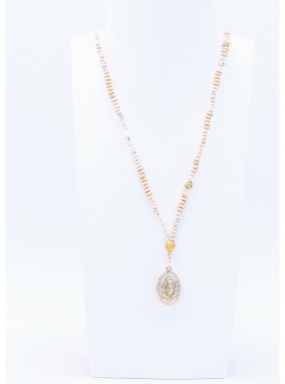 Perlenkette Ganesha Gold Creme