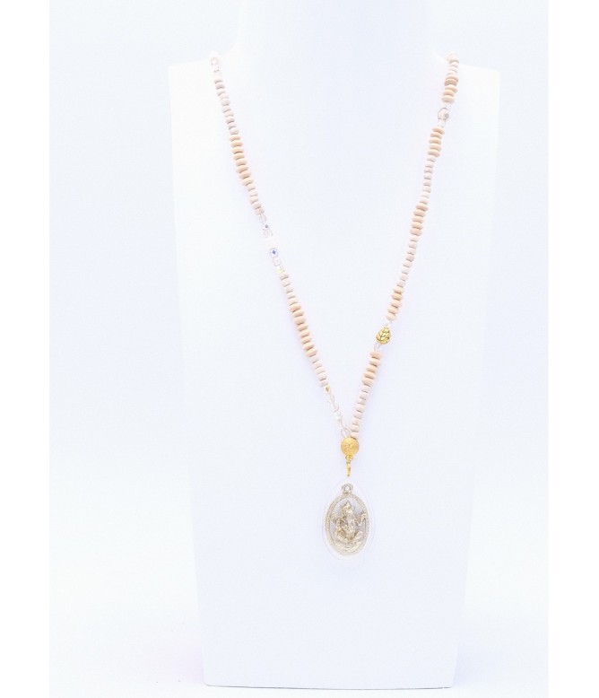 Perlenkette Ganesha Gold Creme