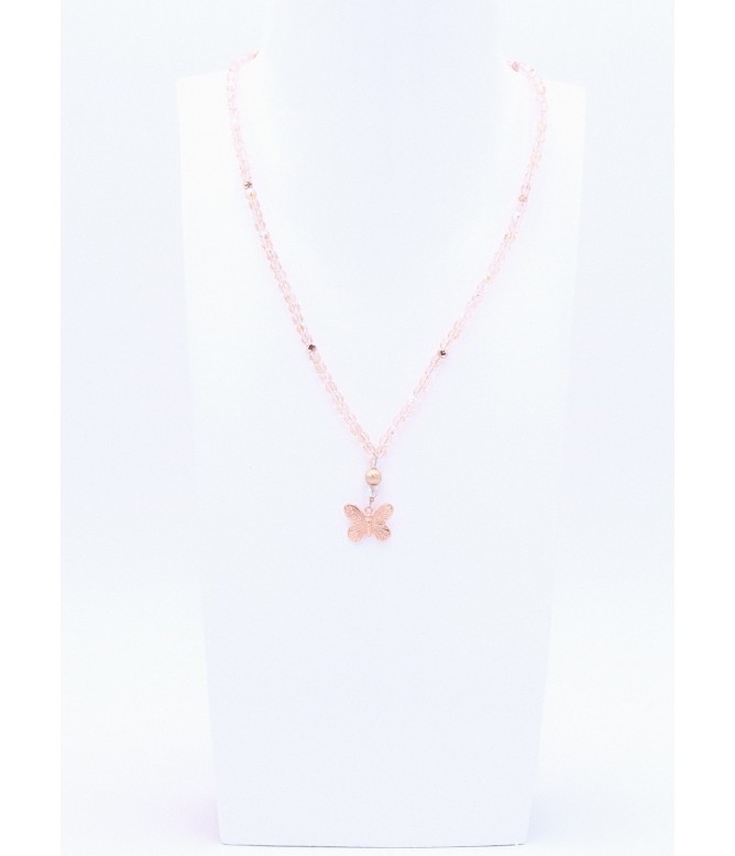 Schmetterling Glasschliffperlen Kette in Rosegold