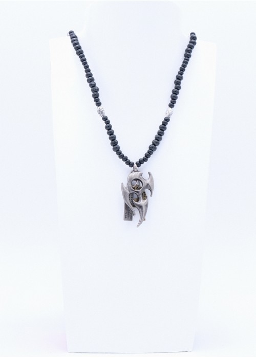 Perlano Perlenkette für Herren mit Tribal Anhänger Silber 