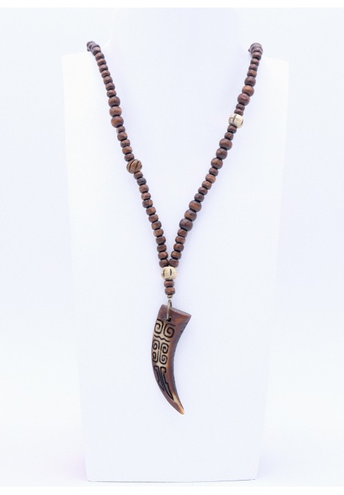 Dunkelbraune Kette mit Knochenzahn Anhänger Dunkelbraune Kette mit Knochenzahn Anhänger