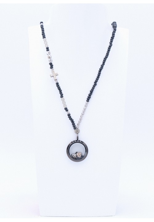 Perlenkette Floating Charms Anthrazit Perlenkette Floating Charms Anthrazit