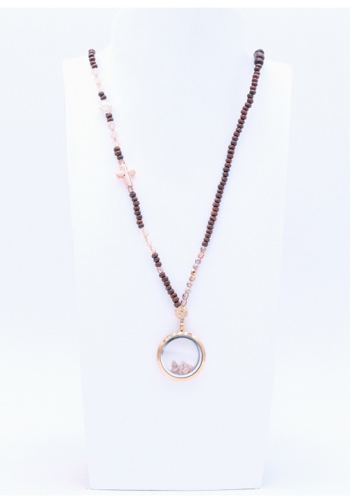 Dunkelbraune Floating Charms Holzperlenkette Dunkelbraune Floating Charms Holzperlenkette