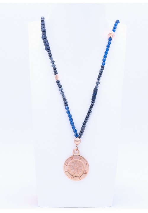 Symbole Anhänger Halskette in Rosegold und Dunkelblau Symbole Anhänger Halskette in Rosegold und Dunkelblau